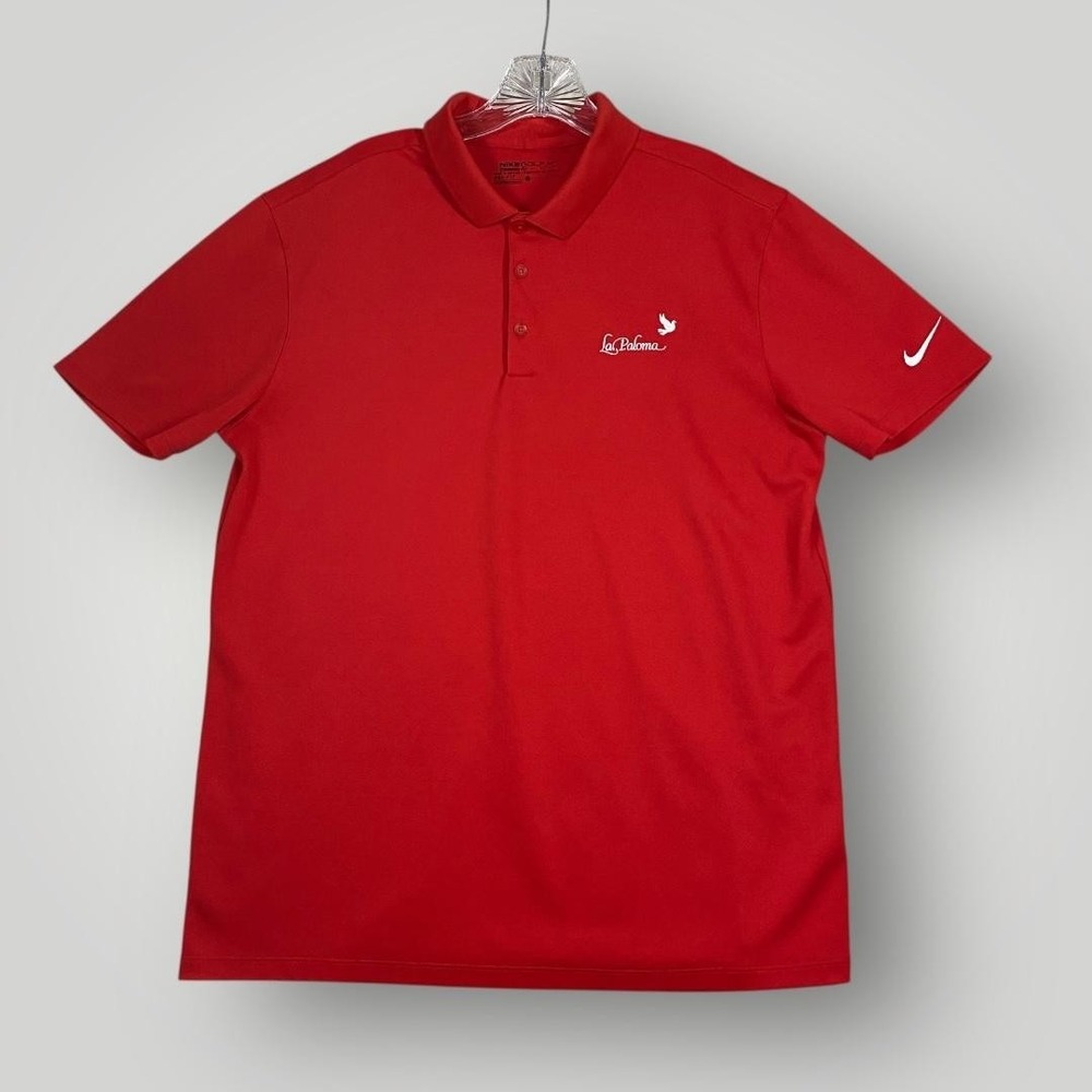 Nike Golf Polo Shirt Mens Large Red La Paloma Dri-FIT Short Sleeve Performance